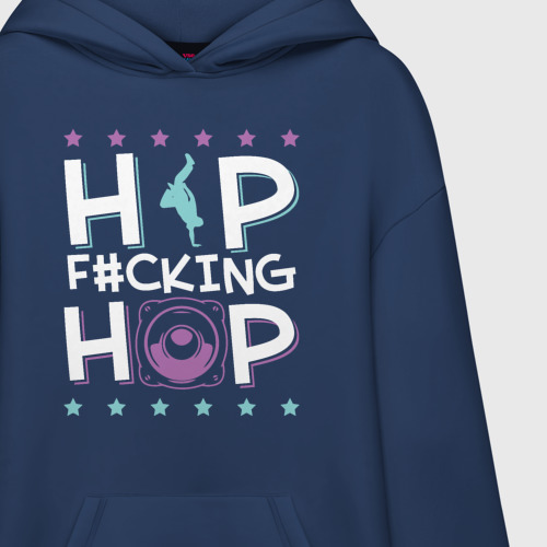 Худи SuperOversize хлопок Hip F*cking Hop, цвет темно-синий - фото 3