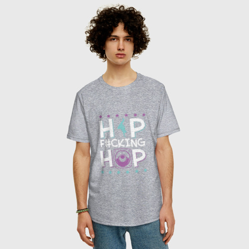 Мужская футболка хлопок Oversize с принтом Hip F*cking Hop, фото на моделе #1