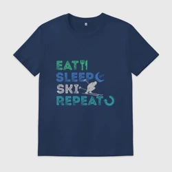 Мужская футболка хлопок Еда, сон, лыжи