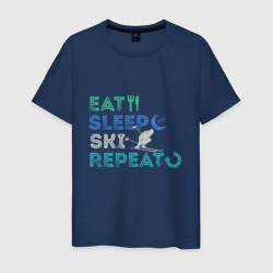 Еда, сон, лыжи – Мужская футболка хлопок с принтом купить со скидкой в -20%