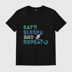 Мужская футболка хлопок Еда, сон, лыжи