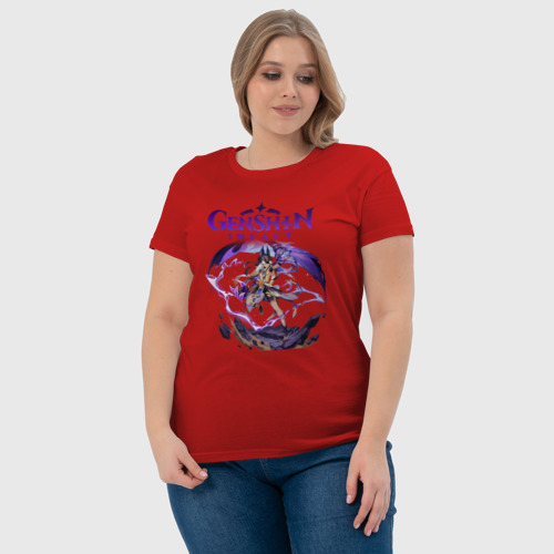 Женская футболка хлопок Сайно Геншин Импакт, цвет красный - фото 6