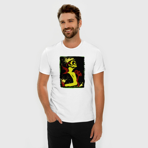 Мужская футболка хлопок Slim Мисфитс, цвет белый - фото 3