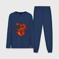 Мужская пижама с лонгсливом хлопок Огненный Дракон с орнаментом