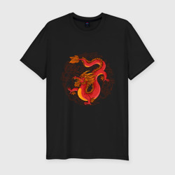 Мужская футболка хлопок Slim Огненный Дракон с орнаментом