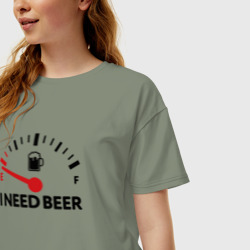 Женская футболка хлопок Oversize Мне нужно пиво - фото 2