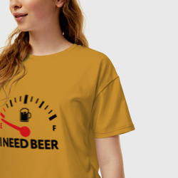 Женская футболка хлопок Oversize Мне нужно пиво - фото 2