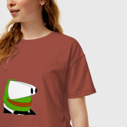 Женская футболка хлопок Oversize Booba Pepe - фото 2