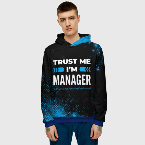 Мужская толстовка 3D Trust me I'm manager Dark, цвет синий - фото 3