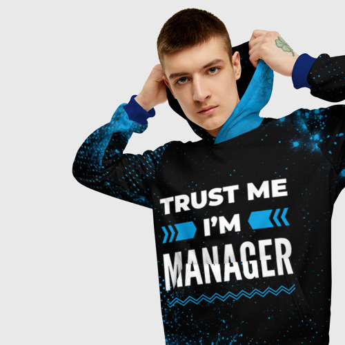 Мужская толстовка 3D Trust me I'm manager Dark, цвет синий - фото 5