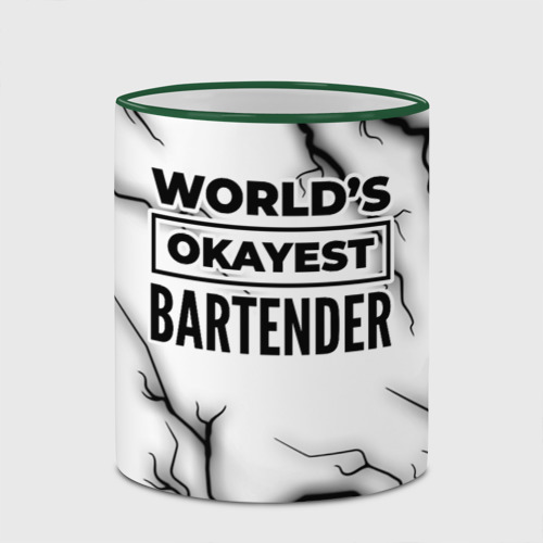 Кружка с полной запечаткой World's okayest bartender - white, цвет Кант зеленый - фото 4