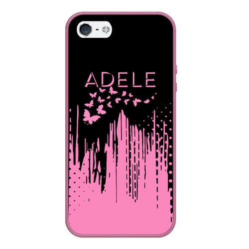 Чехол для iPhone 5/5S матовый Adele - Краска, цвет розовый