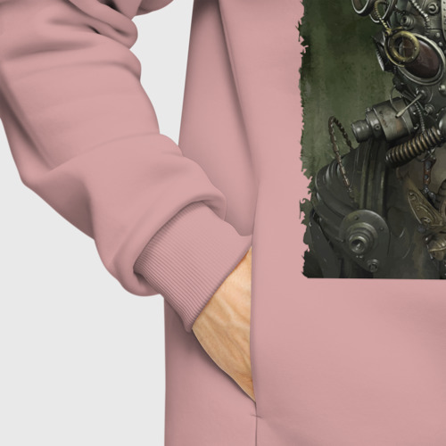 Мужское худи Oversize хлопок Девушка в механистическом костюме, цвет пыльно-розовый - фото 8