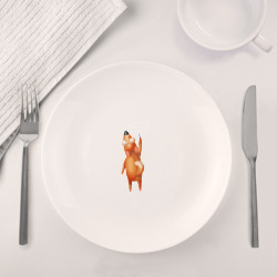 Набор: тарелка + кружка Рыжая собачка пишет мелом - фото 2