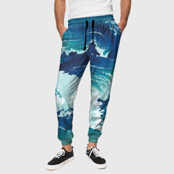 Несущиеся морские волны – Мужские брюки 3D с принтом купить