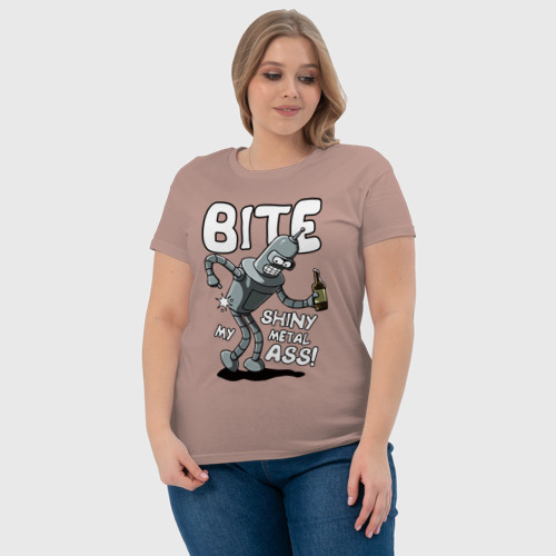 Женская футболка хлопок с принтом Bender - Bite my ass, фото #4
