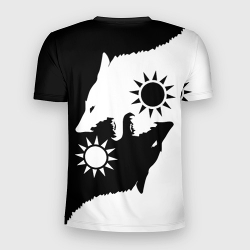 Мужская футболка 3D Slim Волки инь янь черный и белый, цвет 3D печать - фото 2
