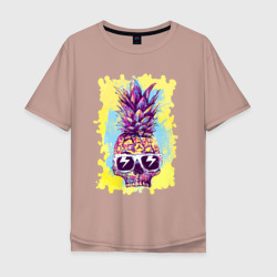 Череп-ананас в тёмных очках - лето – Мужская футболка хлопок Oversize с принтом купить со скидкой в -16%