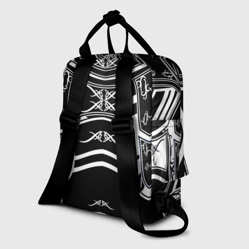 Женский рюкзак 3D с принтом ЧБ рыцарь, вид сзади #1