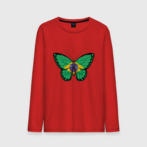 Мужской лонгслив хлопок Бабочка - Бразилия, цвет красный