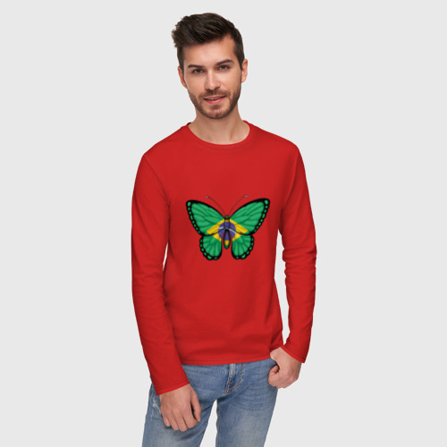 Мужской лонгслив хлопок Бабочка - Бразилия, цвет красный - фото 3