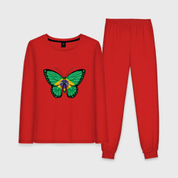 Женская пижама с лонгсливом хлопок Бабочка - Бразилия