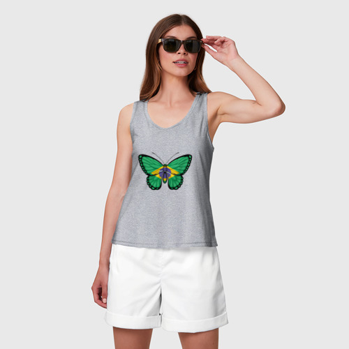 Женская майка хлопок Бабочка - Бразилия, цвет меланж - фото 3