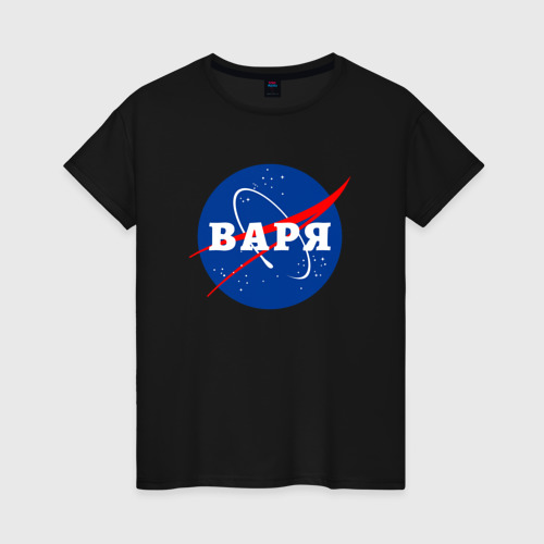 Женская футболка хлопок Варя НАСА, цвет черный
