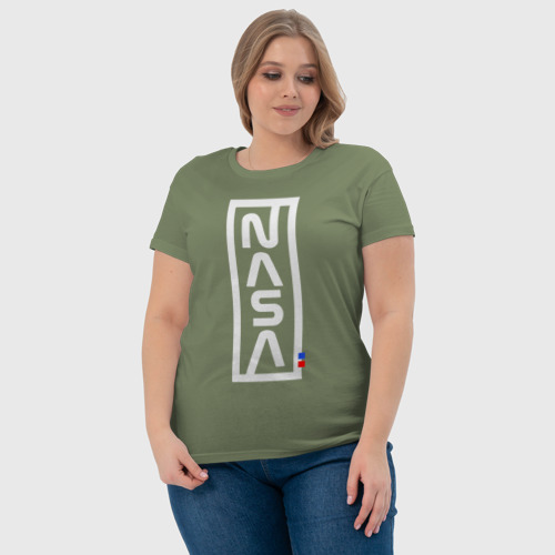 Женская футболка хлопок с принтом НАСА - logo, фото #4