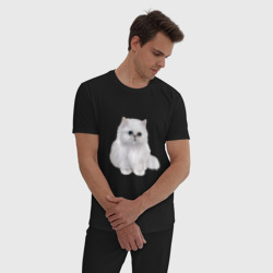 Мужская пижама хлопок Белый персидский кот - фото 2