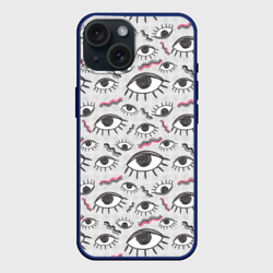 Глаза и волны – Чехол силиконовый для Apple iPhone 15 матовый с принтом купить