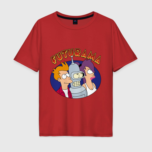 Мужская футболка хлопок Oversize с принтом Fry Bender Leela, вид спереди #2