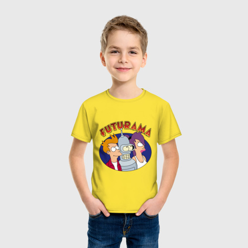 Детская футболка хлопок Fry Bender Leela, цвет желтый - фото 3