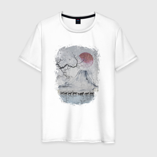 Мужская футболка из хлопка с принтом Кошки путешественницы, вид спереди №1