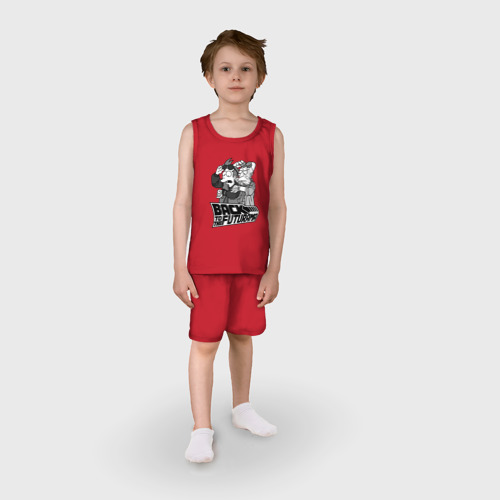 Детская пижама с шортами хлопок Back to the futurama, цвет красный - фото 3