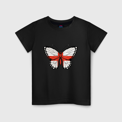 Детская футболка хлопок с принтом Бабочка - Англия, вид спереди #2