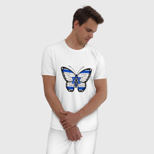 Мужская пижама хлопок Бабочка - Израиль, цвет белый - фото 3