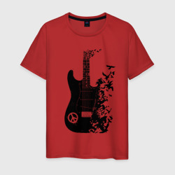 Гитара и птицы – Мужская футболка хлопок с принтом купить со скидкой в -20%