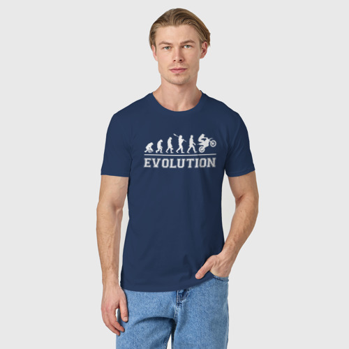 Мужская футболка хлопок Мото-эволюция, цвет темно-синий - фото 3