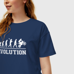 Женская футболка хлопок Oversize Мото-эволюция - фото 2