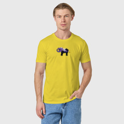 Мужская футболка хлопок Силуэт слона и фиолетовый пейзаж - фото 2