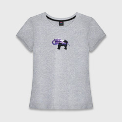 Женская футболка хлопок Slim Силуэт слона и фиолетовый пейзаж