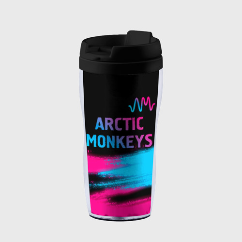 Термокружка-непроливайка Arctic Monkeys - neon gradient: символ сверху