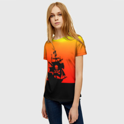 Женская футболка 3D Пиратский корабль на закате - фото 2