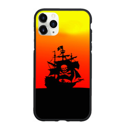 Чехол для iPhone 11 Pro Max матовый Пиратский корабль на закате