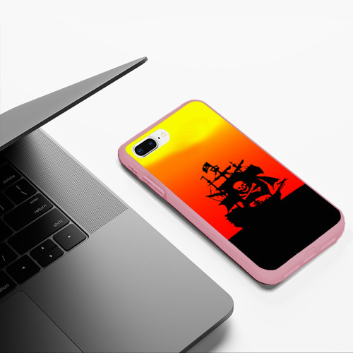 Чехол для iPhone 7Plus/8 Plus матовый Пиратский корабль на закате, цвет баблгам - фото 5
