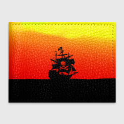 Обложка для студенческого билета Пиратский корабль на закате