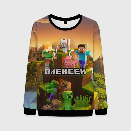 Мужской свитшот 3D Алексей Minecraft, цвет черный