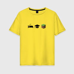 Женская футболка хлопок Oversize Для любителей играть в Minecraft
