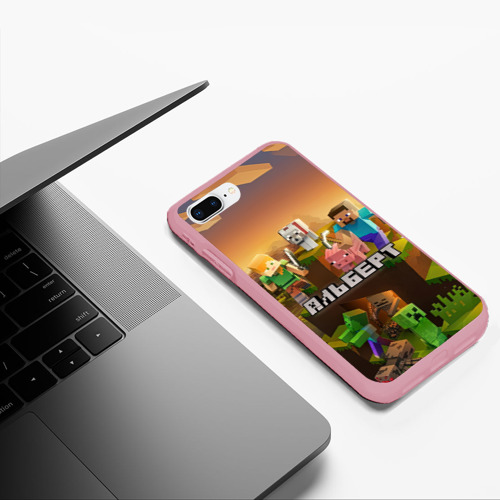 Чехол для iPhone 7Plus/8 Plus матовый Альберт Minecraft, цвет баблгам - фото 5